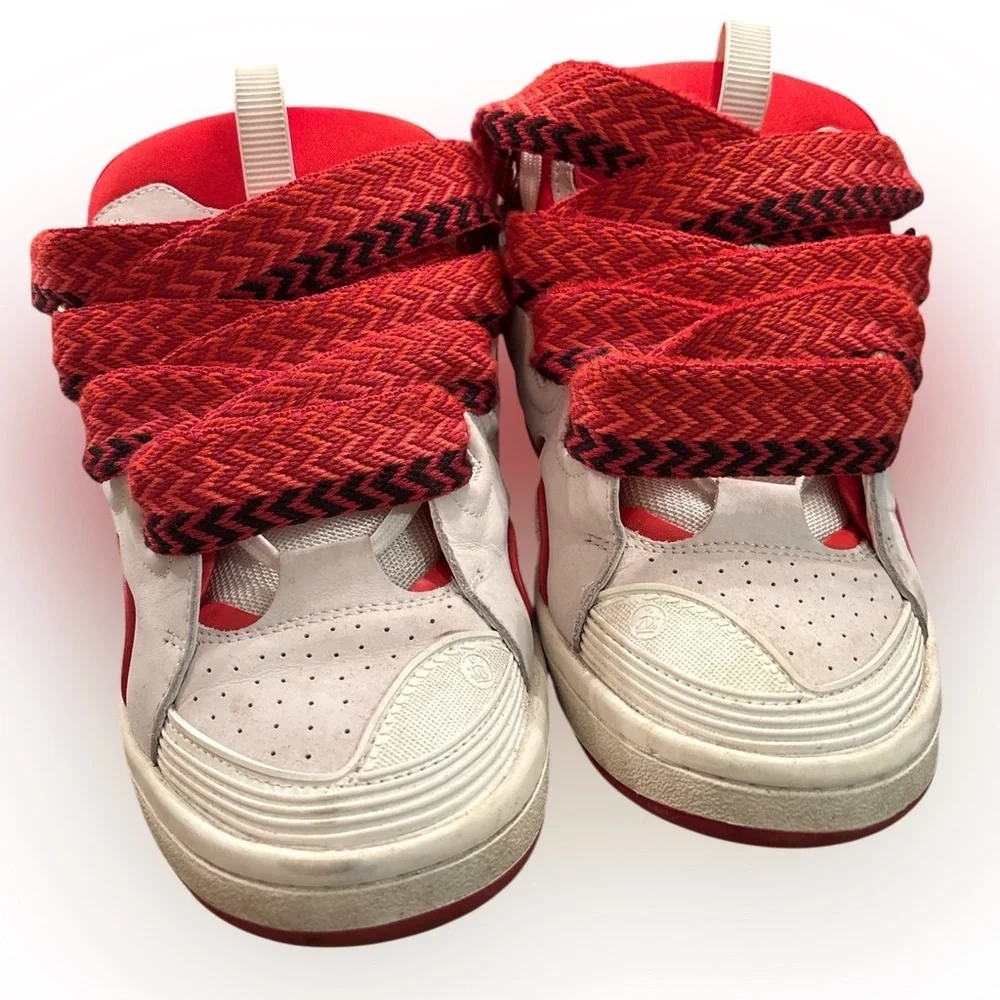 Red Lanvin Curb Panelled Sneakers Sz45 11-12 Men Fit 9-10 Women SSENSE Exclusive